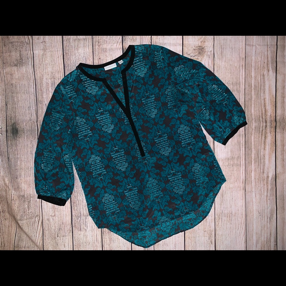 NY and Company Green and Black Blouse